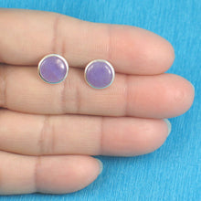Load image into Gallery viewer, Solid Sterling Silver 925 Lavender Jade Dome Tablet Stud Earrings