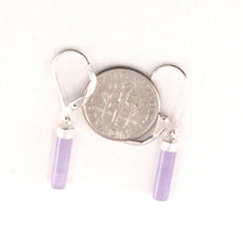 Load image into Gallery viewer, Solid Sterling Silver 925 Lavender Jade Tube Leverback Earrings