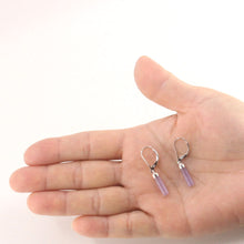 Load image into Gallery viewer, Solid Sterling Silver 925 Lavender Jade Tube Leverback Earrings