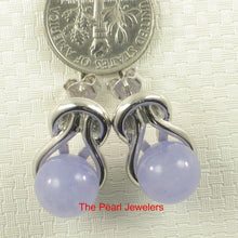 Load image into Gallery viewer, Solid Sterling Silver 925 Love Knot Lavender Jade Stud Earrings