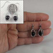 Load image into Gallery viewer, Solid Sterling Silver 925 Lucky Lantern Black Onyx Hook Earrings