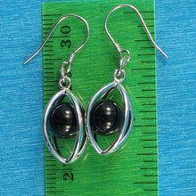 Load image into Gallery viewer, Solid Sterling Silver 925 Lucky Lantern Black Onyx Hook Earrings