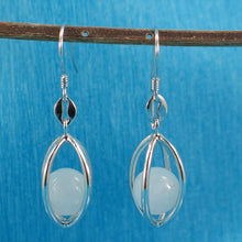 Load image into Gallery viewer, Solid Sterling Silver 925 Lucky Lantern Jade Hook Earrings
