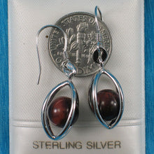 Load image into Gallery viewer, Solid Sterling Silver 925 Lucky Lantern Red Tiger Eye Hook Earrings