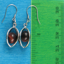 Load image into Gallery viewer, Solid Sterling Silver 925 Lucky Lantern Red Tiger Eye Hook Earrings