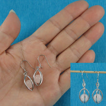 Load image into Gallery viewer, Solid Sterling Silver 925 Lucky Lantern Rose Quartz Hook Earrings
