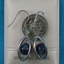 Load image into Gallery viewer, Solid Sterling Silver 925 Lucky Lantern Sodalite Hook Earrings