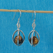 Load image into Gallery viewer, Solid Sterling Silver 925 Lucky Lantern Tiger Eye Hook Earrings