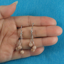 Load image into Gallery viewer, Solid Sterling Silver 925 Box Chain Moonstone Earrings