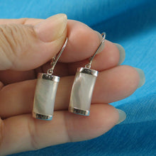 Load image into Gallery viewer, Solid Sterling Silver 925 Curved Mother of Pearl Leverback Earrings