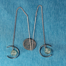 Load image into Gallery viewer, Solid Sterling Silver 925 Prehnite Threader Earrings
