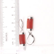 Load image into Gallery viewer, Solid Sterling Silver 925 Red Jade Curved Leverback Earrings