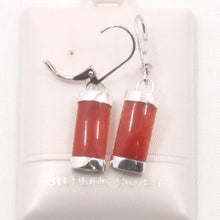 Load image into Gallery viewer, Solid Sterling Silver 925 Red Jade Curved Leverback Earrings