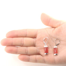 Load image into Gallery viewer, Solid Sterling Silver 925 Red Jade Curved Leverback Earrings