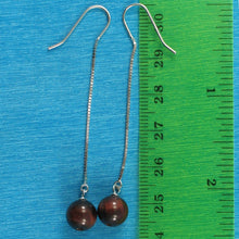Load image into Gallery viewer, Solid Sterling Silver 925 Box Chain Red Tiger Eye Earrings