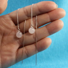 Load image into Gallery viewer, Solid Sterling Silver 925 Rose Quartz Threader Earrings