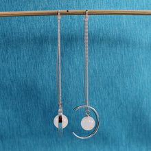 Load image into Gallery viewer, Solid Sterling Silver 925 Rose Quartz Threader Earrings