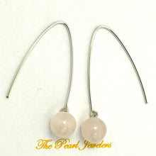 Load image into Gallery viewer, Solid Sterling Silver 925 V-Shaped Wire Rose Quartz Earrings