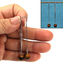 Load image into Gallery viewer, Solid Sterling Silver 925 Box Chain Tiger Eye Earrings