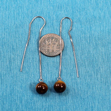 Load image into Gallery viewer, Solid Sterling Silver 925 Box Chain Tiger Eye Earrings