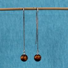 Load image into Gallery viewer, Solid Sterling Silver 925 Box Chain Tiger Eye Earrings