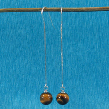 Load image into Gallery viewer, Solid Sterling Silver 925 Box Chain Tiger Eye Earrings