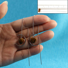 Load image into Gallery viewer, Solid Sterling Silver 925 Tiger Eye Heart Threader Earrings