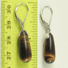 Load image into Gallery viewer, Solid Sterling Silver 925 Raindrop Tiger Eye Leverback Earrings