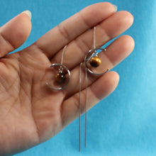 Load image into Gallery viewer, Solid Sterling Silver 925 Tiger Eye Threader Earrings