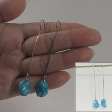 Load image into Gallery viewer, Solid Sterling Silver 925 Baroque Turquoise Box Chain Hook Earrings