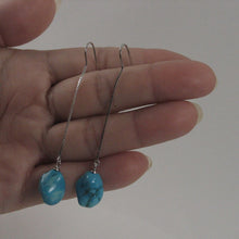 Load image into Gallery viewer, Solid Sterling Silver 925 Baroque Turquoise Box Chain Hook Earrings