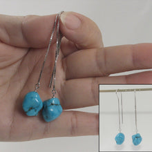 Load image into Gallery viewer, Solid Sterling Silver 925 Baroque Turquoise Box Chain Threader Earrings