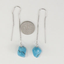 Load image into Gallery viewer, Solid Sterling Silver 925 Baroque Turquoise Box Chain Threader Earrings