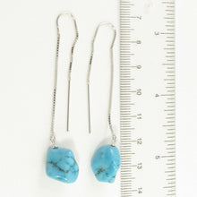 Load image into Gallery viewer, Solid Sterling Silver 925 Baroque Turquoise Box Chain Threader Earrings