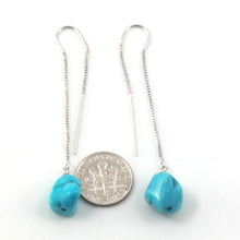 Load image into Gallery viewer, Solid Sterling Silver 925 Baroque Turquoise Box Chain Threader Earrings (11mm, Slim)