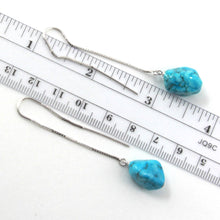 Load image into Gallery viewer, Solid Sterling Silver 925 Baroque Turquoise Box Chain Threader Earrings (11mm, Medium)