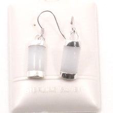 Load image into Gallery viewer, Sterling Silver White Jade Fish Hook Earrings: Minimalist Design
