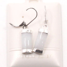 Load image into Gallery viewer, Solid Sterling Silver 925 White Jade Curved Leverback Earrings