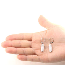 Load image into Gallery viewer, Solid Sterling Silver 925 White Jade Curved Leverback Earrings
