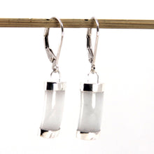 Load image into Gallery viewer, Solid Sterling Silver 925 White Jade Curved Leverback Earrings