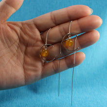 Load image into Gallery viewer, Solid Sterling Silver 925 Yellow Agate Threader Earrings