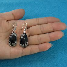 Load image into Gallery viewer, Sterling Silver Blue Sandstone Cabochon Hook Earrings