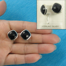 Load image into Gallery viewer, Sterling Silver Blue Sandstone Cushion Omega Back Earrings