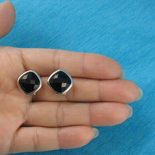 Load image into Gallery viewer, Sterling Silver Blue Sandstone Cushion Omega Back Earrings