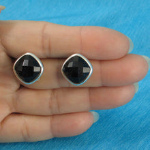Load image into Gallery viewer, Sterling Silver Blue Sandstone Cushion Omega Back Earrings