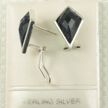 Load image into Gallery viewer, Sterling Silver Blue Sandstone Diamond Omega Back Earrings