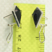 Load image into Gallery viewer, Sterling Silver Blue Sandstone Diamond Omega Back Earrings