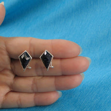 Load image into Gallery viewer, Sterling Silver Blue Sandstone Diamond Omega Back Earrings