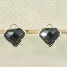 Load image into Gallery viewer, Sterling Silver Blue Sandstone Diamond Omega Back Earrings