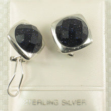 Load image into Gallery viewer, Sterling Silver Blue Sandstone Dome Omega Back Earrings